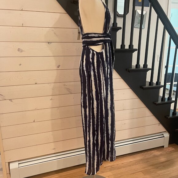 061 Anthropologie The Mason Tie-Front Jumpsuit NWT in Navy Size Small - Picture 6 of 12